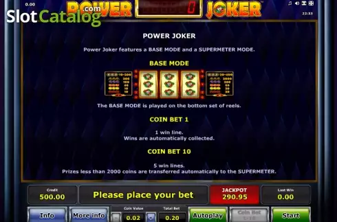 Πίνακας πληρωμών 2. Power Joker Κουλοχέρης