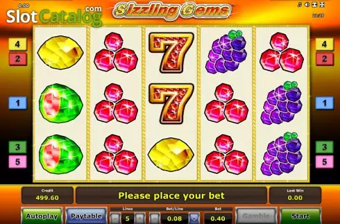 Ροδέλες. Sizzling Gems Κουλοχέρης