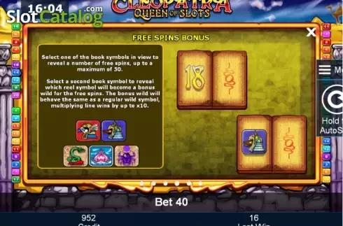 Πίνακας πληρωμών 4. Cleopatra Queen of Slots (Green Tube) Κουλοχέρης