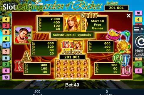 Πίνακας πληρωμών 1. Garden of Riches Κουλοχέρης