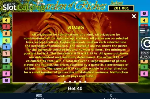 Πίνακας πληρωμών 4. Garden of Riches Κουλοχέρης