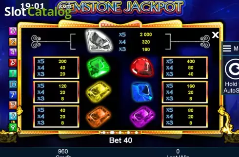 Πίνακας πληρωμών 2. Gemstone Jackpot Κουλοχέρης