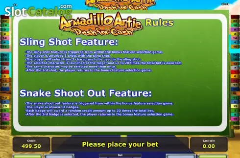 Πίνακας πληρωμών 4. Armadillo Artie Dash for Cash Κουλοχέρης
