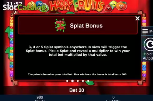Πίνακας πληρωμών 2. Happy Fruits (Novomatic) Κουλοχέρης