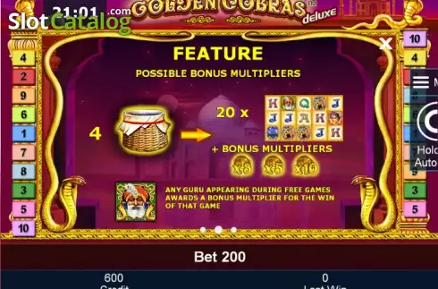 Πίνακας πληρωμών 2. Golden Cobras deluxe Κουλοχέρης