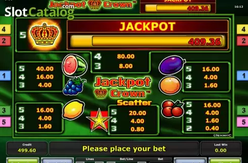 Πίνακας πληρωμών 1. Jackpot Crown Κουλοχέρης