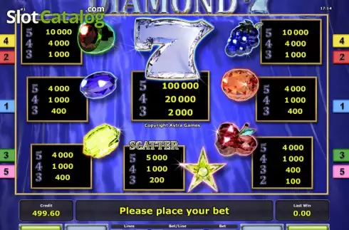 Πίνακας πληρωμών 1. Diamond 7 (Greentube) Κουλοχέρης 