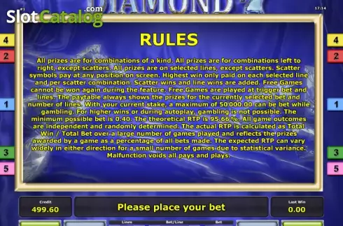 Πίνακας πληρωμών 2. Diamond 7 (Greentube) Κουλοχέρης 