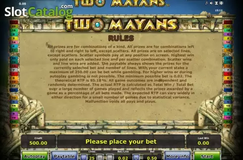 Πίνακας πληρωμών 4. Two Mayans Κουλοχέρης 