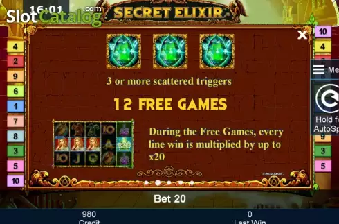 Πίνακας πληρωμών 2. Secret Elixir Κουλοχέρης