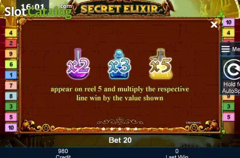 Πίνακας πληρωμών 3. Secret Elixir Κουλοχέρης
