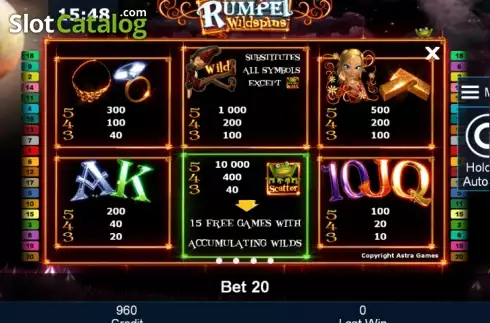 Πίνακας πληρωμών 1. Rumpel Wildspins Κουλοχέρης