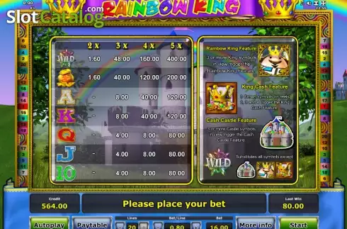 Πίνακας πληρωμών 1. Rainbow King Κουλοχέρης