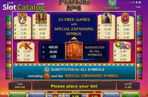 Πίνακας πληρωμών 1. Pharaoh's Ring Κουλοχέρης