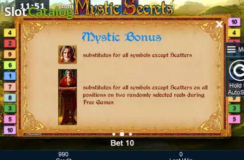 Πίνακας πληρωμών 2. Mystic Secrets Κουλοχέρης