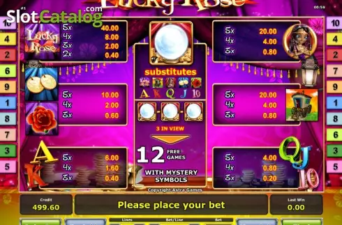 Πίνακας πληρωμών 1. Lucky Rose Κουλοχέρης