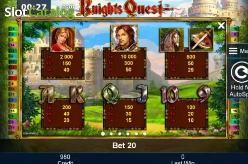 Πίνακας πληρωμών 1. Knights Quest Κουλοχέρης