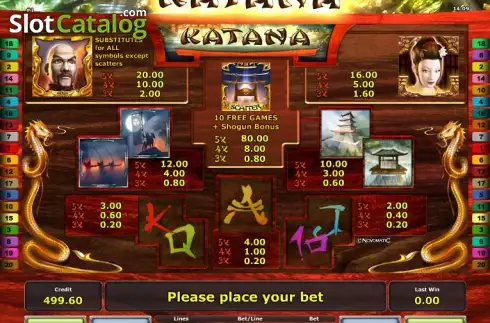 Πίνακας πληρωμών 1. Katana (Greentube) Κουλοχέρης