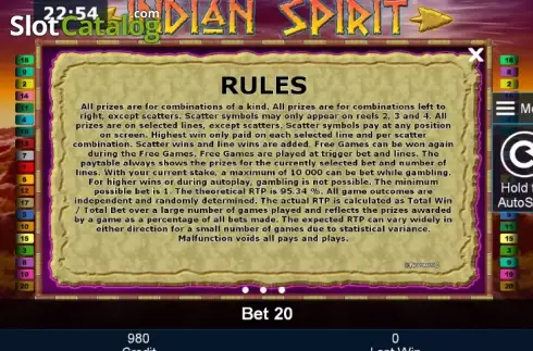 Πίνακας πληρωμών 2. Indian Spirit Κουλοχέρης