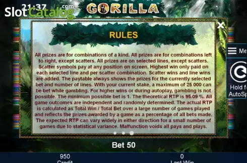 Πίνακας πληρωμών 3. Gorilla Κουλοχέρης