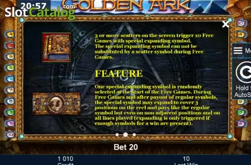 Πίνακας πληρωμών 2. Golden Ark Κουλοχέρης