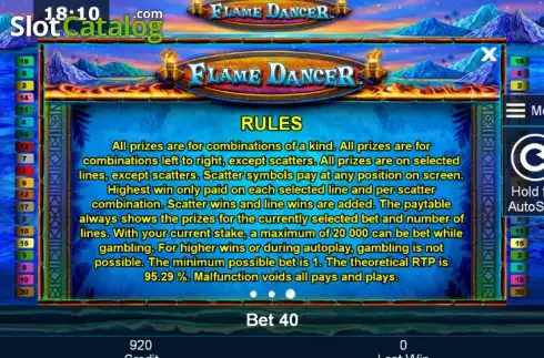 Πίνακας πληρωμών 3. Flame Dancer Κουλοχέρης 