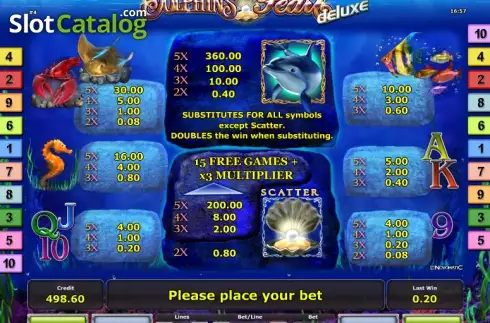 Πίνακας πληρωμών 1. Dolphin´s Pearl deluxe Κουλοχέρης