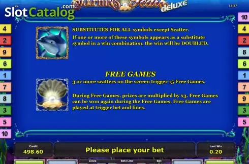 Πίνακας πληρωμών 2. Dolphin´s Pearl deluxe Κουλοχέρης