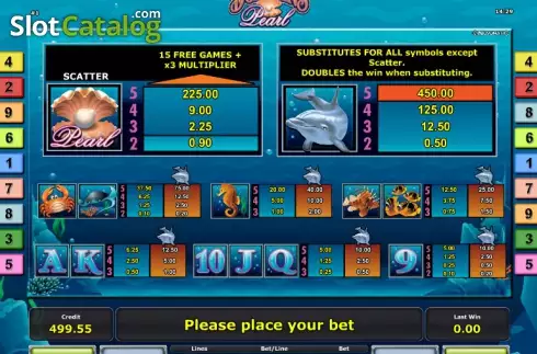 Πίνακας πληρωμών 1. Dolphin's Pearl Κουλοχέρης