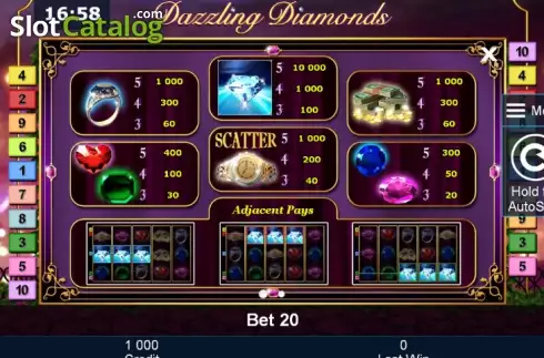 Πίνακας πληρωμών 1. Dazzling Diamonds Κουλοχέρης