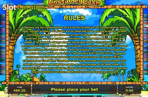 Πίνακας πληρωμών 3. Costa del Cash Κουλοχέρης