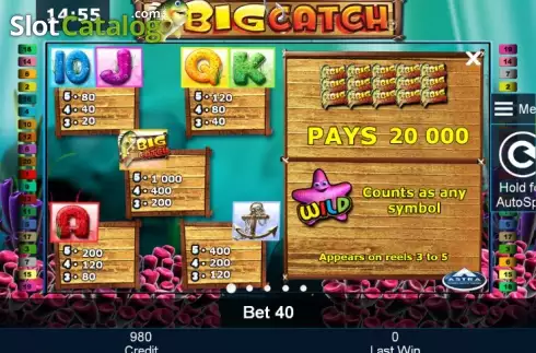 Πίνακας πληρωμών 1. Big Catch (Novomatic) Κουλοχέρης