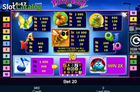 Πίνακας πληρωμών 1. Beetle Mania deluxe Κουλοχέρης 
