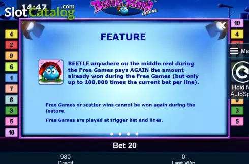 Πίνακας πληρωμών 3. Beetle Mania deluxe Κουλοχέρης 