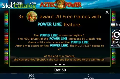 Πίνακας πληρωμών 2. Aztec Power Κουλοχέρης
