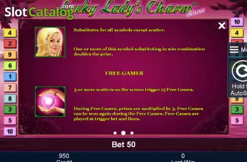 Πίνακας πληρωμών 2. Lucky Lady's Charm deluxe Κουλοχέρης 