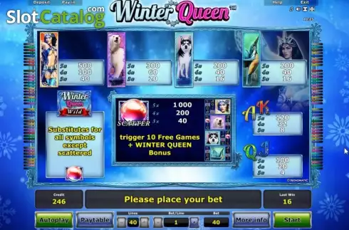 Πίνακας πληρωμών 1. Winter Queen Κουλοχέρης