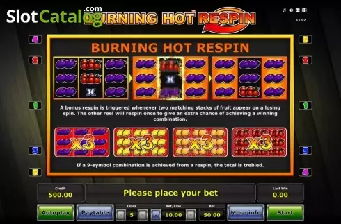 Οθόνη7. Burning Hot Respin Κουλοχέρης