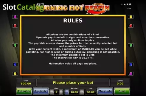 Οθόνη9. Burning Hot Respin Κουλοχέρης