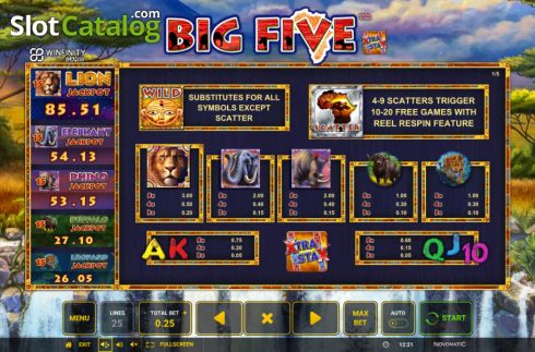 Οθόνη9. Big Five (Greentube) Κουλοχέρης