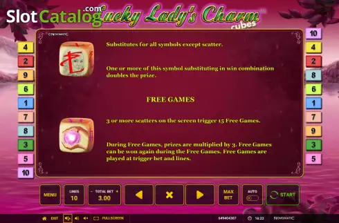 Οθόνη6. Lucky Lady’s Charm Cubes Κουλοχέρης 