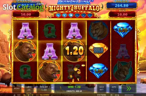 Οθόνη5. Diamond Link Mighty Buffalo Κουλοχέρης