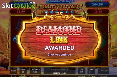 Οθόνη7. Diamond Link Mighty Buffalo Κουλοχέρης