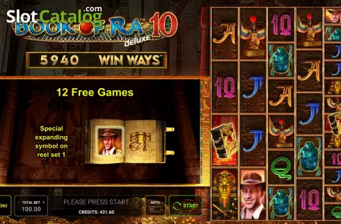 Οθόνη9. Book of Ra deluxe 10: Win Ways Κουλοχέρης
