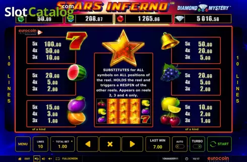 Οθόνη6. Diamond Mystery Stars Inferno Κουλοχέρης