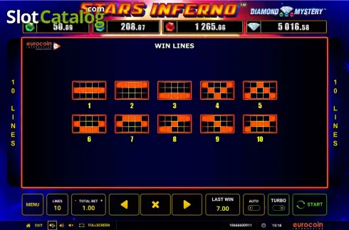 Οθόνη7. Diamond Mystery Stars Inferno Κουλοχέρης