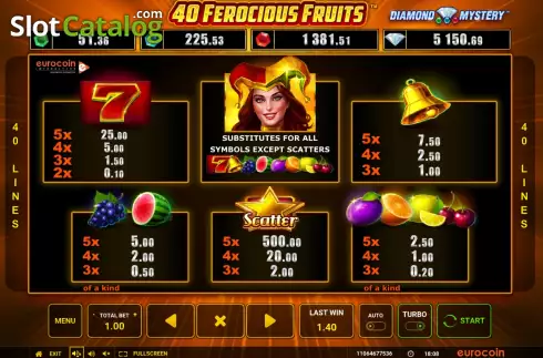 Οθόνη5. 40 Ferocious Fruits Κουλοχέρης 