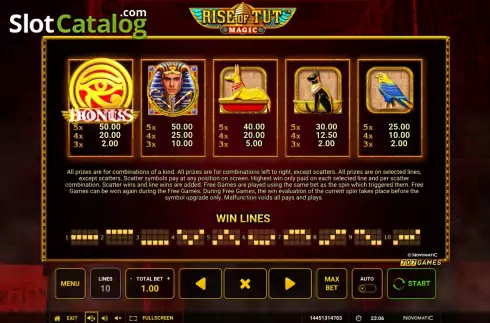Οθόνη6. Rise of Tut Magic Κουλοχέρης 