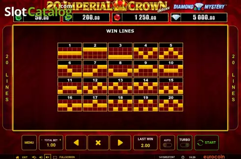 Οθόνη7. Diamond Mystery 20 Imperial Crown Deluxe Κουλοχέρης