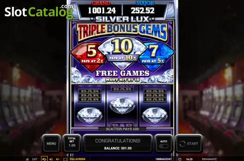 Οθόνη3. Silver Lux Triple Bonus Gems Κουλοχέρης